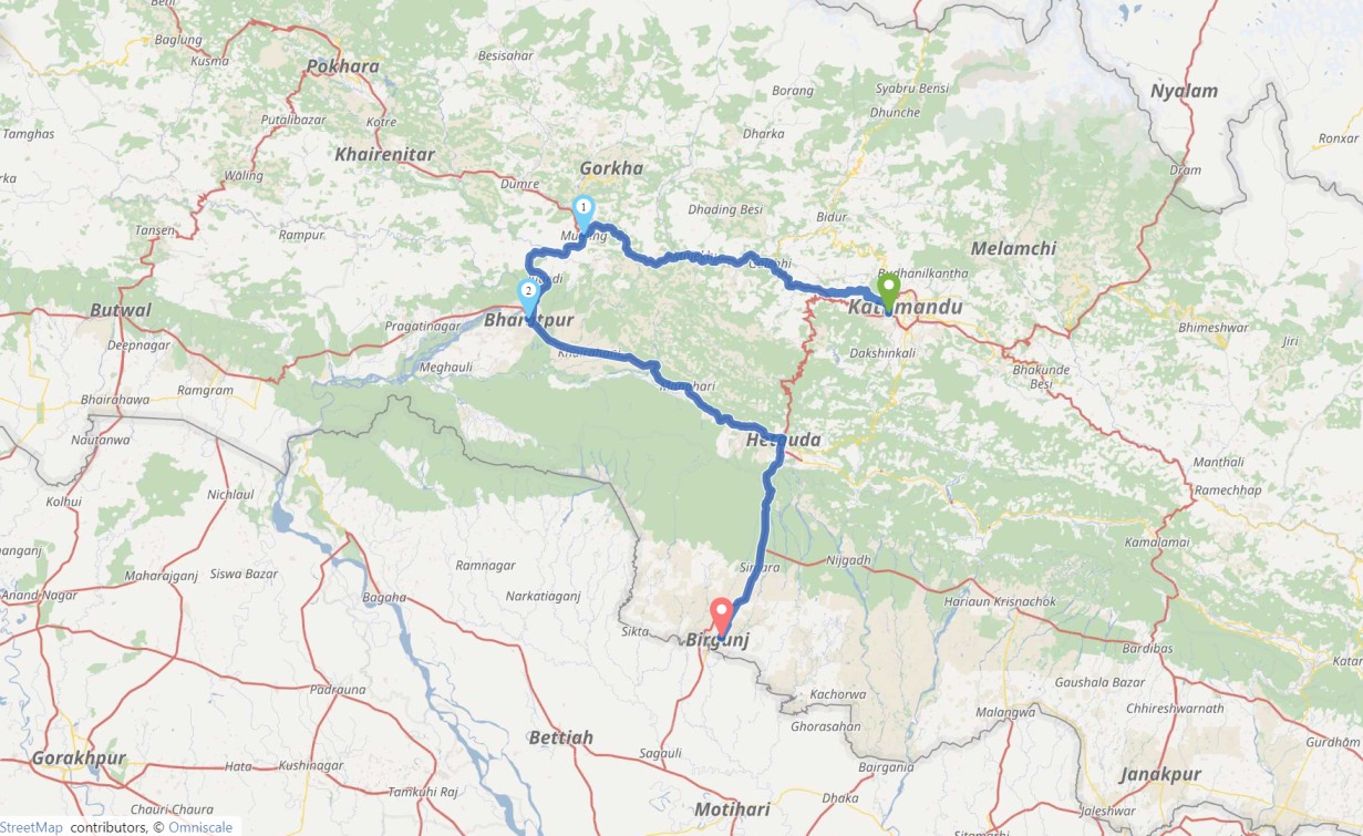 Birgunj to kathmandu bus route - tribhuwan highway